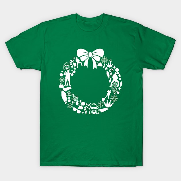 The Big Lebowski Christmas Wreath Pattern T-Shirt by Rebus28